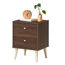 Load image into Gallery viewer, 2-Drawer Nightstand Beside End Side Table with Rubber Legs-Walnut
