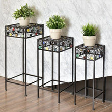 Load image into Gallery viewer, 3 pcs Square Ceramic Beads Decor Metal Plant Stand
