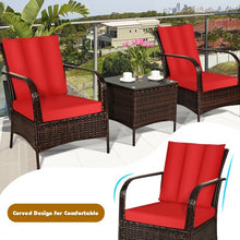 Load image into Gallery viewer, 3 PCS Patio Rattan Furniture Set-Red
