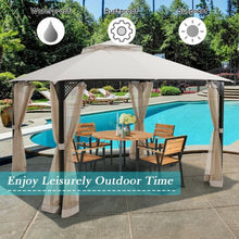 Load image into Gallery viewer, 12&quot; x 10&quot; Outdoor Double Top Patio Gazebo-Beige
