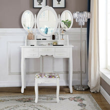 Load image into Gallery viewer, 7 Drawer Tri-Folding Mirror Dressing Vanity Makeup Set-White
