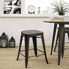 Load image into Gallery viewer, Set of 4 Rustic Metal Wood Bar Chairs with Seat-Gun
