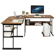 Load image into Gallery viewer, L-Shaped Computer Desk with Tiltable Tabletop-Rustic Brown

