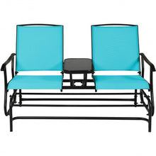 Load image into Gallery viewer, 2-Person Outdoor Patio Double Rocking Loveseat -Turquoise
