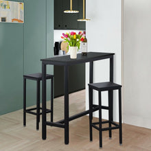Load image into Gallery viewer, 3 Pieces Bar Table Counter Breakfast Bar Dining Table with Stools-Black
