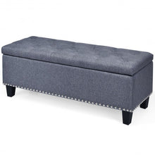 Load image into Gallery viewer, 48&quot; Rectangular Fabric Storage Ottoman Bench Button Tufted Foot Rest Stool-Gray
