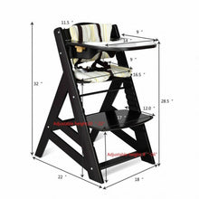 Load image into Gallery viewer, Adjustable Height Wooden Baby High Chair with Removeable Tray

