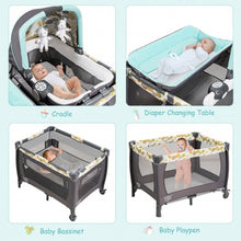Load image into Gallery viewer, 4-in-1 Convertible Portable Baby Playard Newborn Napper with Music and Toys-Blue
