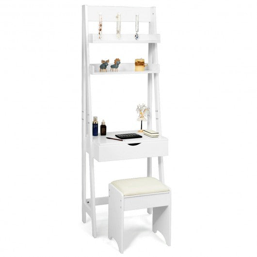 Makeup Dressing Table Shelf Vanity Set with Flip Top Mirror