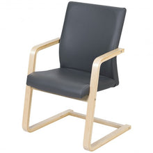 Load image into Gallery viewer, PU Leather Armrest Upholstered Dining Chair with Wood Leg
