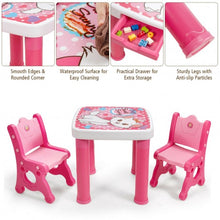 Load image into Gallery viewer, Adjustable Kids Activity Play Table and 2 Chairs Set withStorage Drawer-Pink
