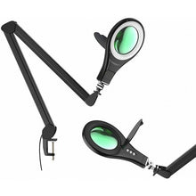 Load image into Gallery viewer, LED Magnifying Glass Desk Lamp with Swivel Arm-Black
