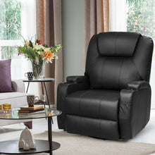 Load image into Gallery viewer, 8 Heated Swivel Point Massage Recliner Chair-Black
