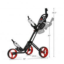 Load image into Gallery viewer, Folding 3 Wheels Golf Push Cart with Brake Scoreboard Adjustable Handle-Red
