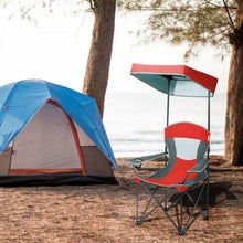 Load image into Gallery viewer, Portable Folding Camping Canopy Chair with Cup Holder Cooler -Red
