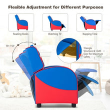 Load image into Gallery viewer, Kids Leather Recliner Chair with Side Pockets-Blue
