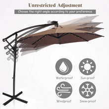 Load image into Gallery viewer, 10FT 360 Rotation Solar Powered LED Patio Offset Umbrella-Tan
