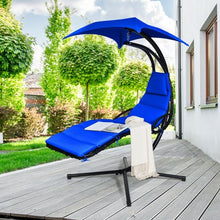 Load image into Gallery viewer, Hanging Stand Chaise Lounger Swing Chair w/ Pillow-Navy

