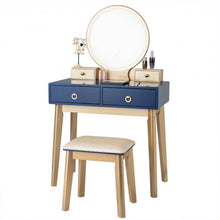 Load image into Gallery viewer, Makeup Vanity Table Set 3 Color Lighting Dressing Table-Navy

