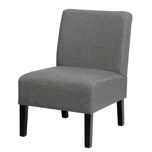 Armless Accent Chair  with Rubber Wood Legs -Gray
