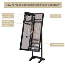 Load image into Gallery viewer, Mirrored Standing Jewelry Cabinet Storage Box-Black
