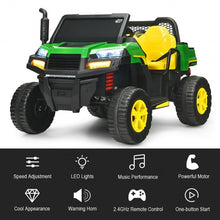 Load image into Gallery viewer, 12V Battery Powered Kids Ride On Dumpbed Truck RC-Green
