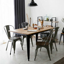 Load image into Gallery viewer, 4 pcs Tolix Style Metal Dining Side Chair Stackable Wood Seat-Black

