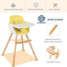 Load image into Gallery viewer, 3 in 1 Convertible Wooden High Chair with Cushion-Yellow
