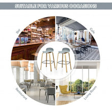 Load image into Gallery viewer, Set of 2 Modern Barstools Pub Chairs with Low Back and Metal Legs-Gray
