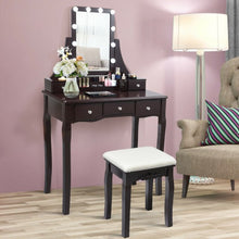 Load image into Gallery viewer, Dimmable Bulbs Touch Switch Vanity Dressing Table Set with Removable Box-Coffee
