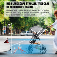 Load image into Gallery viewer, 2 in 1 High Landscape Convertible Reversible Bassinet Pram-Light Gray
