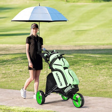 Load image into Gallery viewer, Folding 3 Wheels Golf Push Cart with Bag Scoreboard Adjustable Handle -Green
