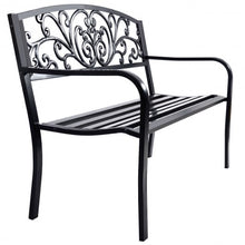 Load image into Gallery viewer, 50&quot; Patio Park Steel Frame Cast Iron Backrest Bench Porch Chair
