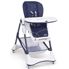 Load image into Gallery viewer, A-Shaped High Chair with 4 Lockable Wheels-Navy
