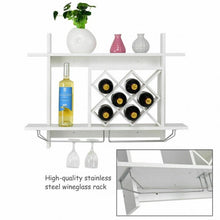 Load image into Gallery viewer, Wall Mount Wine Rack w/ Glass Holder &amp; Storage Shelf
