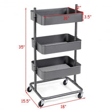 Load image into Gallery viewer, 3 Tier Metal Rolling Utility Storage Cart
