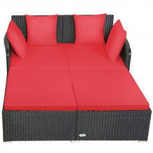 Load image into Gallery viewer, Outdoor Patio Rattan Daybed Thick Pillows Cushioned Sofa Furniture-Red
