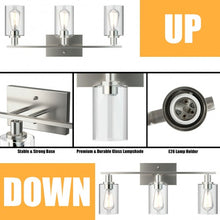 Load image into Gallery viewer, 3-Light Modern Bathroom Wall Sconce with Clear Glass Shade-Silver
