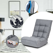 Load image into Gallery viewer, 4-Position Adjustable Floor Chair Folding Lazy Sofa-Gray
