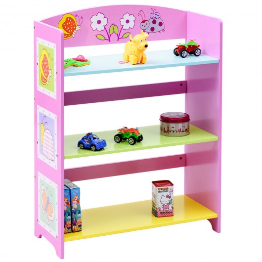 Kids Adorable Corner Adjustable Bookshelf with 3 Shelves