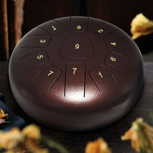 Load image into Gallery viewer, 10&quot; High Carbon 11 Notes Steel Tongue Drum with Drum Hammer-Coffee
