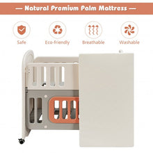 Load image into Gallery viewer, 6-in-1 Baby Bed Crib w/2&quot; Mattress &amp; Space Storage Convertible Toddler Playard

