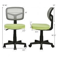Load image into Gallery viewer, Armless Computer Chair w/ Height Adjustment &amp; Breathable Mesh for Home Office-GN
