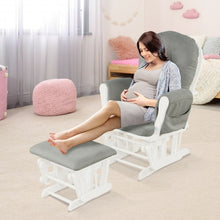 Load image into Gallery viewer, Baby Nursery Relax Rocker Rocking Chair Glider &amp; Ottoman Set-Light Gray
