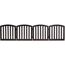 Load image into Gallery viewer, 24&quot; Configurable Folding Free Standing 4 Panel Wood Pet Fence-Brown
