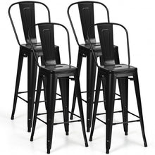 Load image into Gallery viewer, 30" Height Set of 4 High Back Metal Industrial Bar Stools-Black
