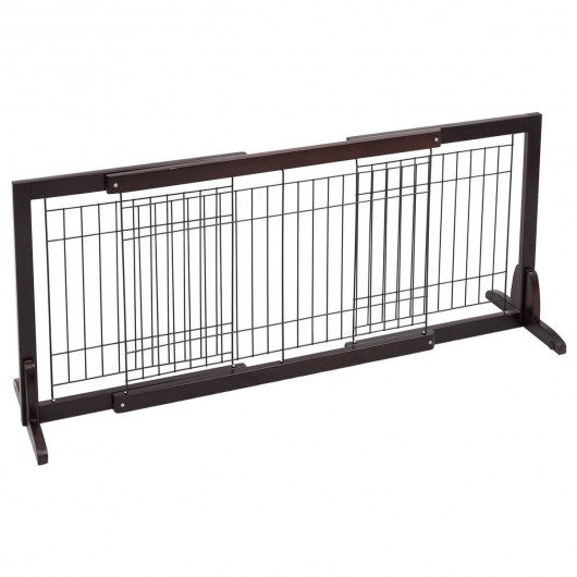 Adjustable Solid Wood Free Stand Dog Gate Pet Fence