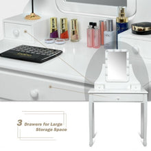Load image into Gallery viewer, 10 LED Lighted Mirror and 3 Drawers Vanity Table Set-White
