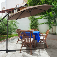 Load image into Gallery viewer, 10FT 360 Rotation Solar Powered LED Patio Offset Umbrella-Tan
