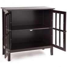 Load image into Gallery viewer, Glass Door Sideboard Console Storage Buffet Cabinet-Brown

